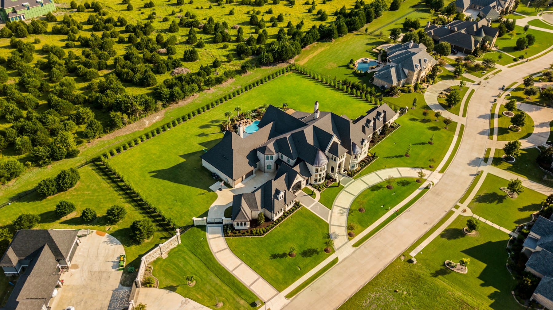 Aerial drone photograph of a residential property